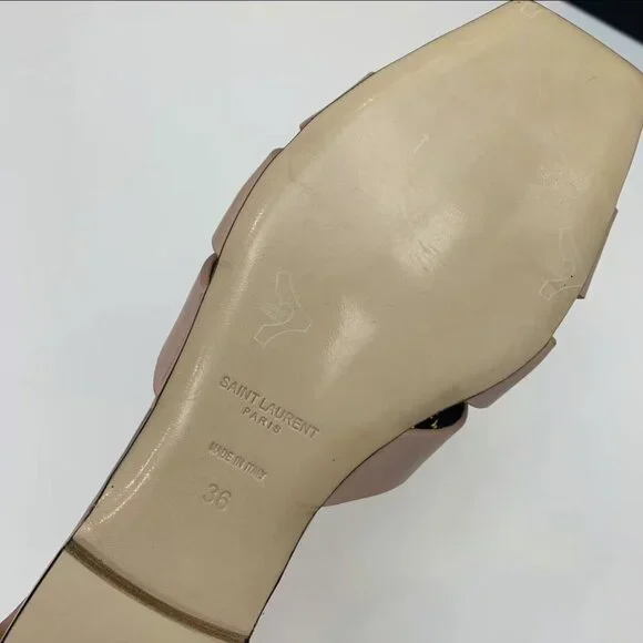 Saint Laurent Nude Leather Tribute Flat Sandals - Picture 5 of 5